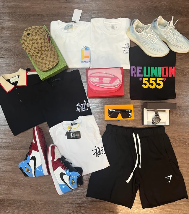 Full layout of shoes, clothing and accessories from the first LoongBuy haul